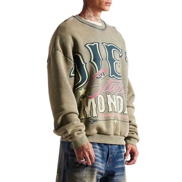 Diet Starts Monday Jumbo Crewneck Sweatshirt (Stonewashed Olive)