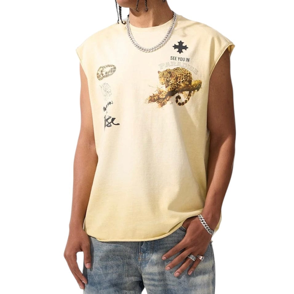 See You In Paradise Cutoff High Density Tee (Light Khaki) 7006A