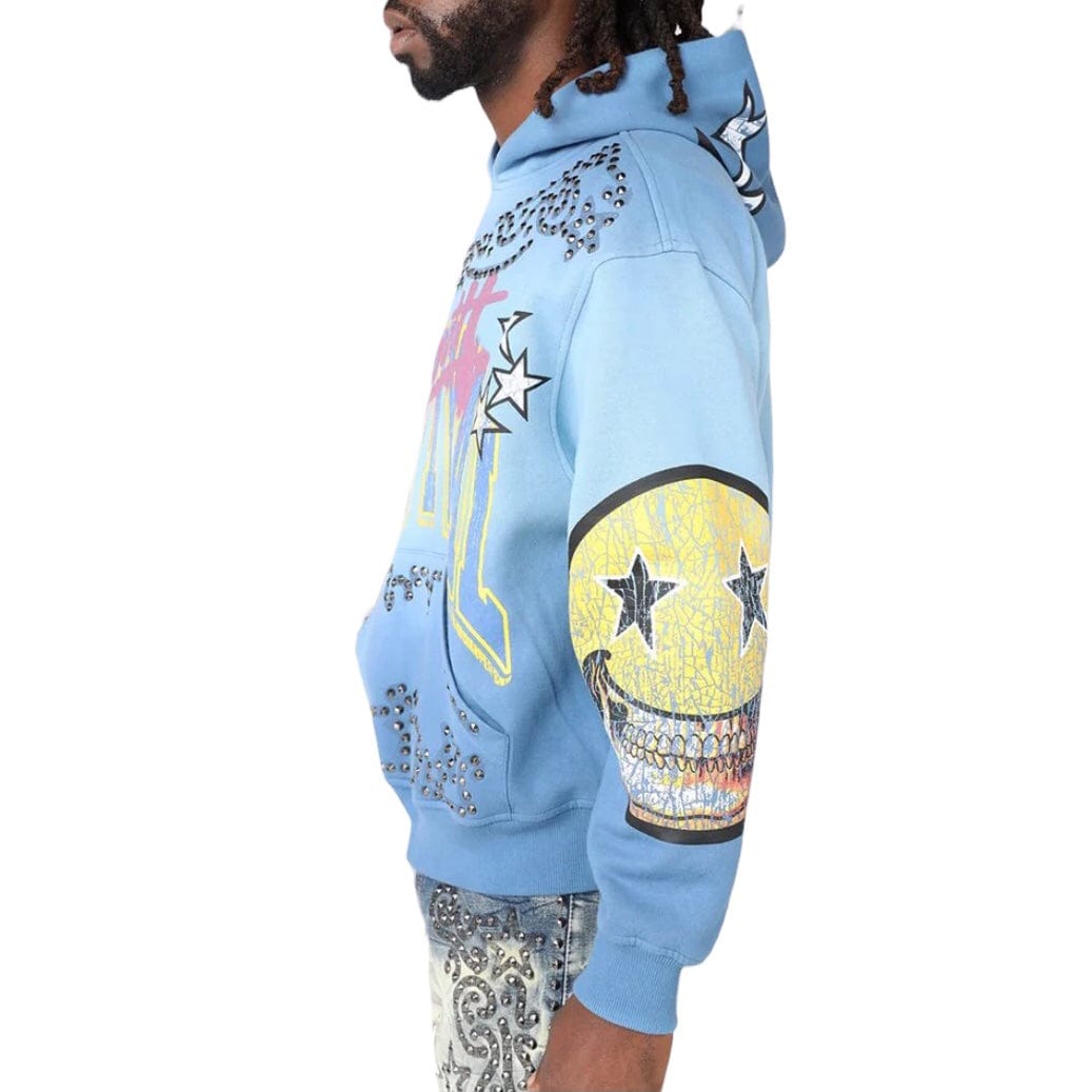 Smoke Rise Oversized Maximalist Fleece Hoodie (Dusk Blue) FO25158