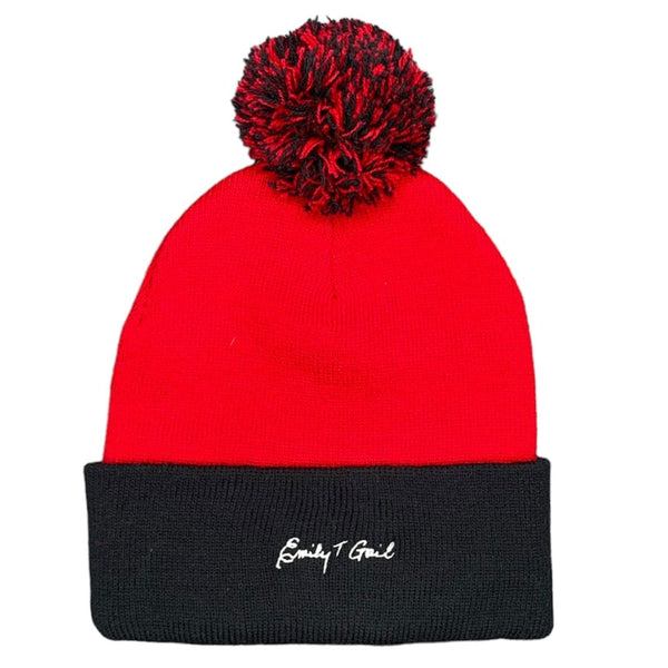 Ink Detroit Say Nice Things About Detroit Pom Pom Beanie (Red)