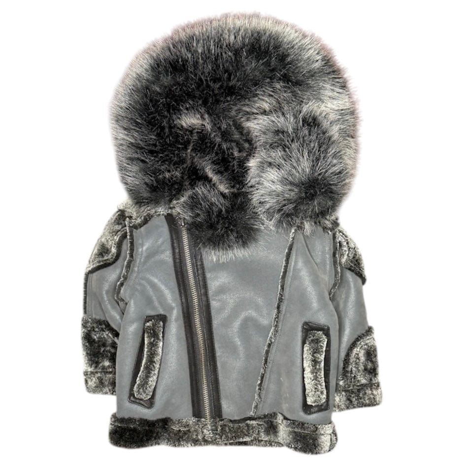 Kids Jordan Craig EL Jefe Shearling Moto Jacket (Smoke) 91518K