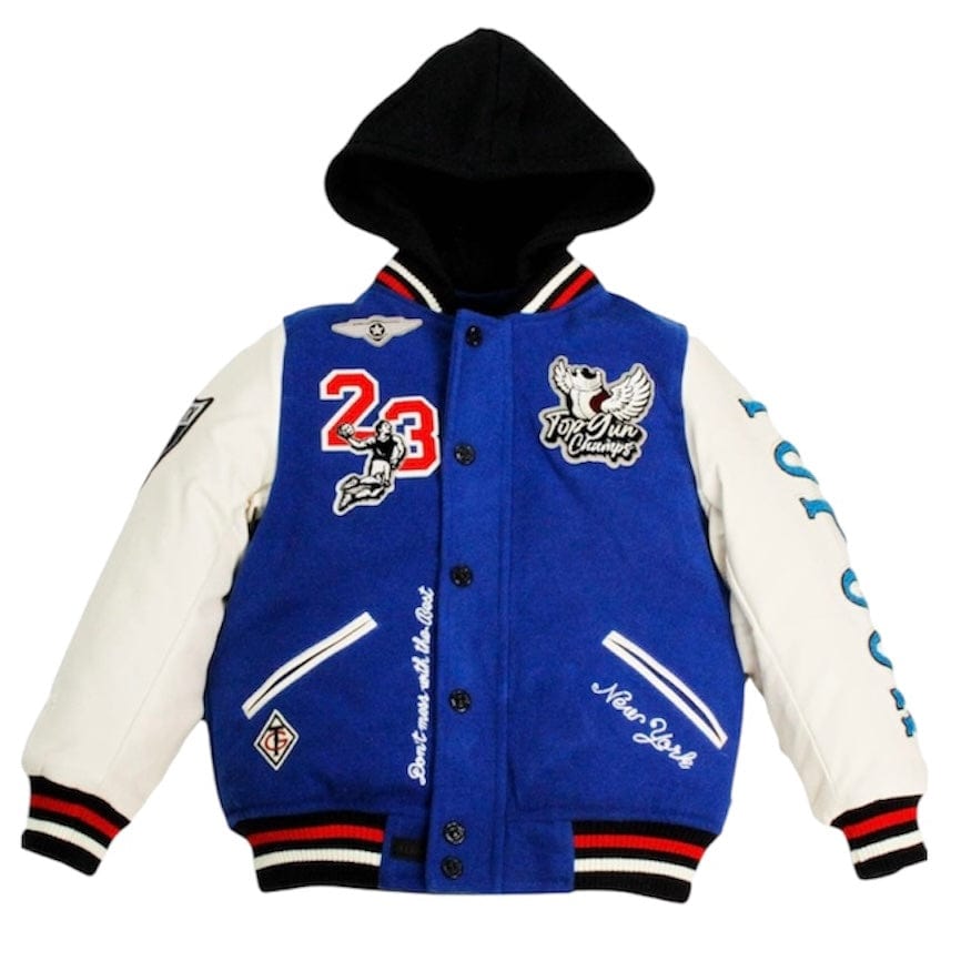 Kids Top Gun "Flying Legend" Varsity Jacket (Blue/White) TGK2337