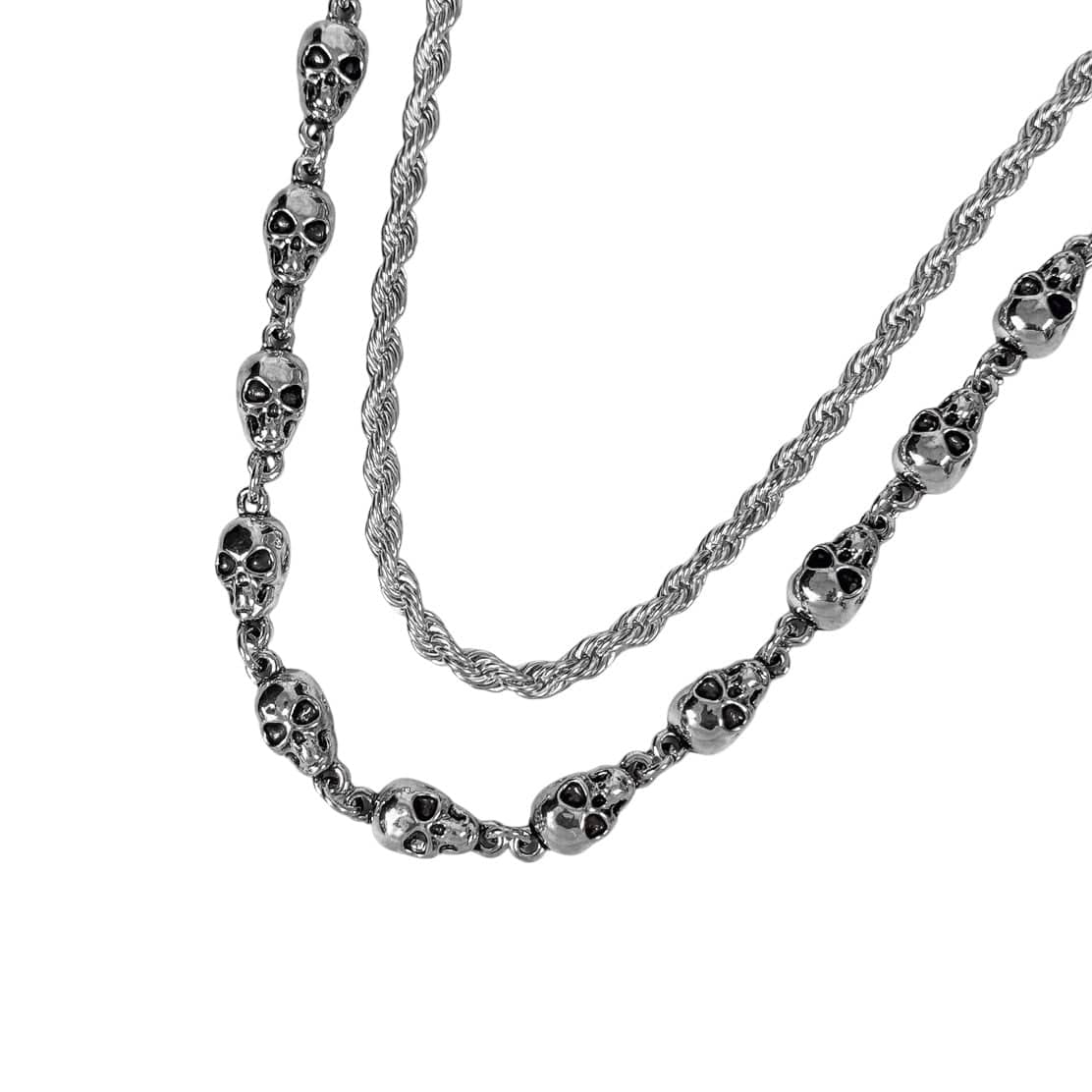 Jewelry Essentials Skull x Cuban Double Pant Chain (Silver)