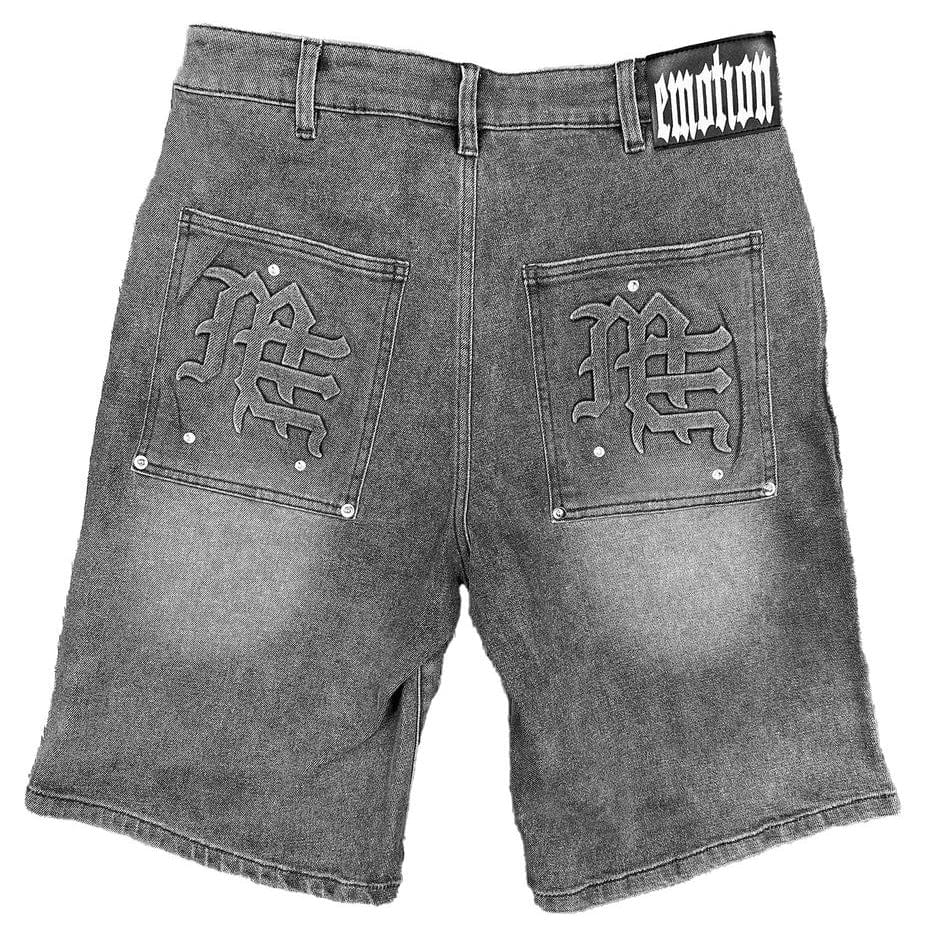 Mixed Emotion Paisley Denim Shorts (Black)