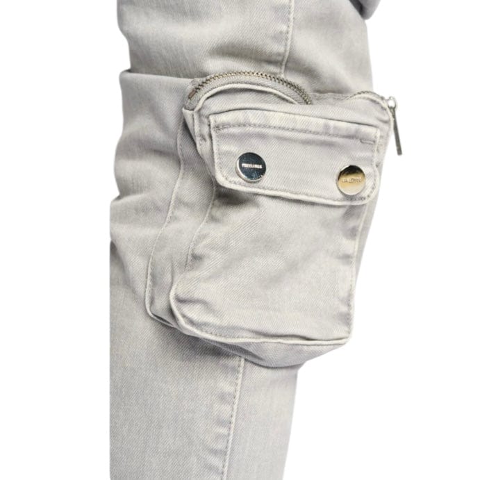 Pheelings "Journey To Greatness" Cargo Flare Stacked Denim (Cold Grey)