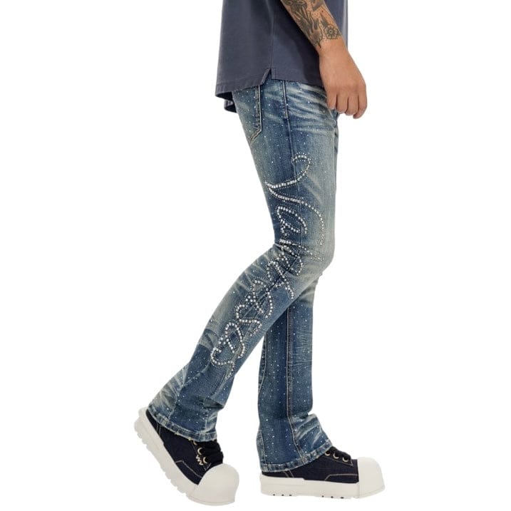 Valabasas Lattice Stacked Denim (Dark Blue) VLBS-VJ3-1030