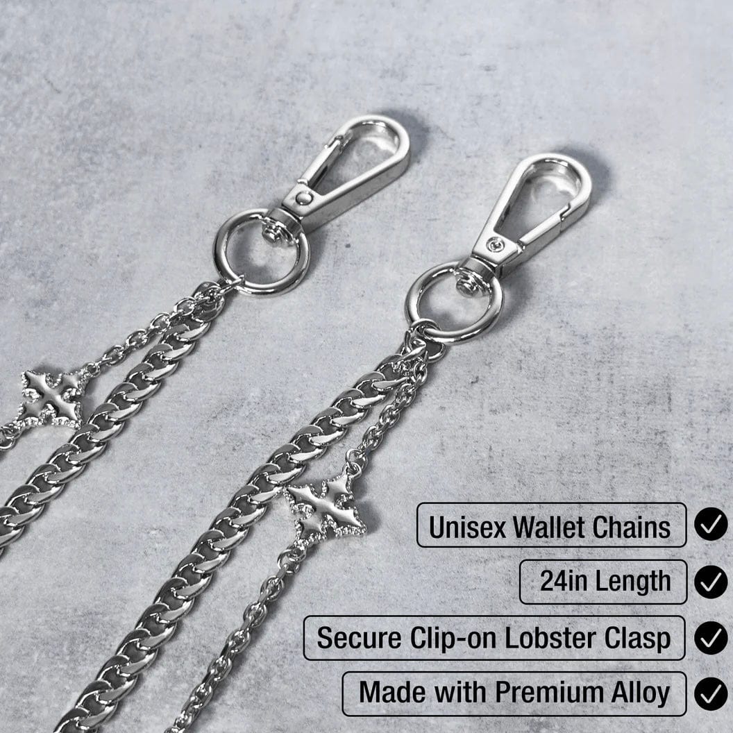 Jewelry Essentials Double Layered Silver Cross Pant Chains (Silver) BKC-202S