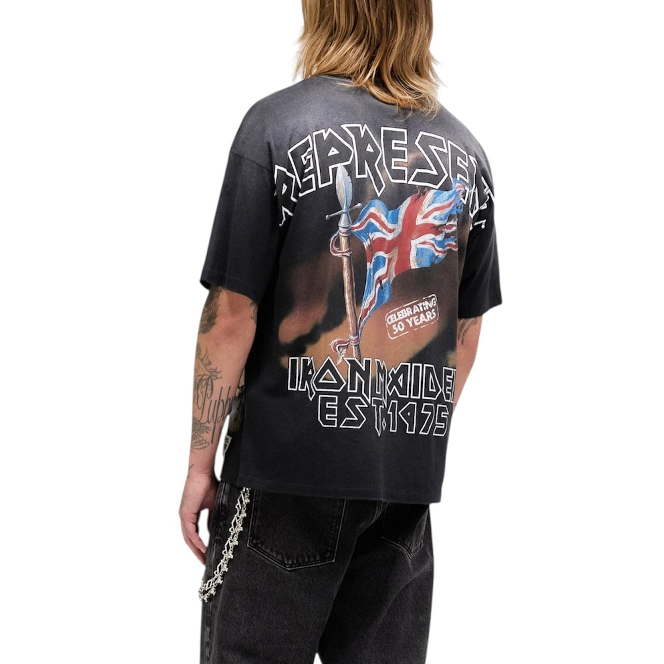 Represent X Iron Maiden Steed T-Shirt (Stained Black)