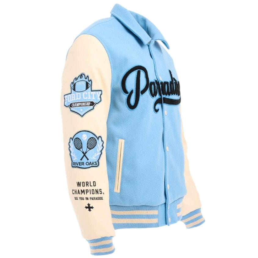 See You In Paradise Team Varsity Jacket (Sky Blue) 91700