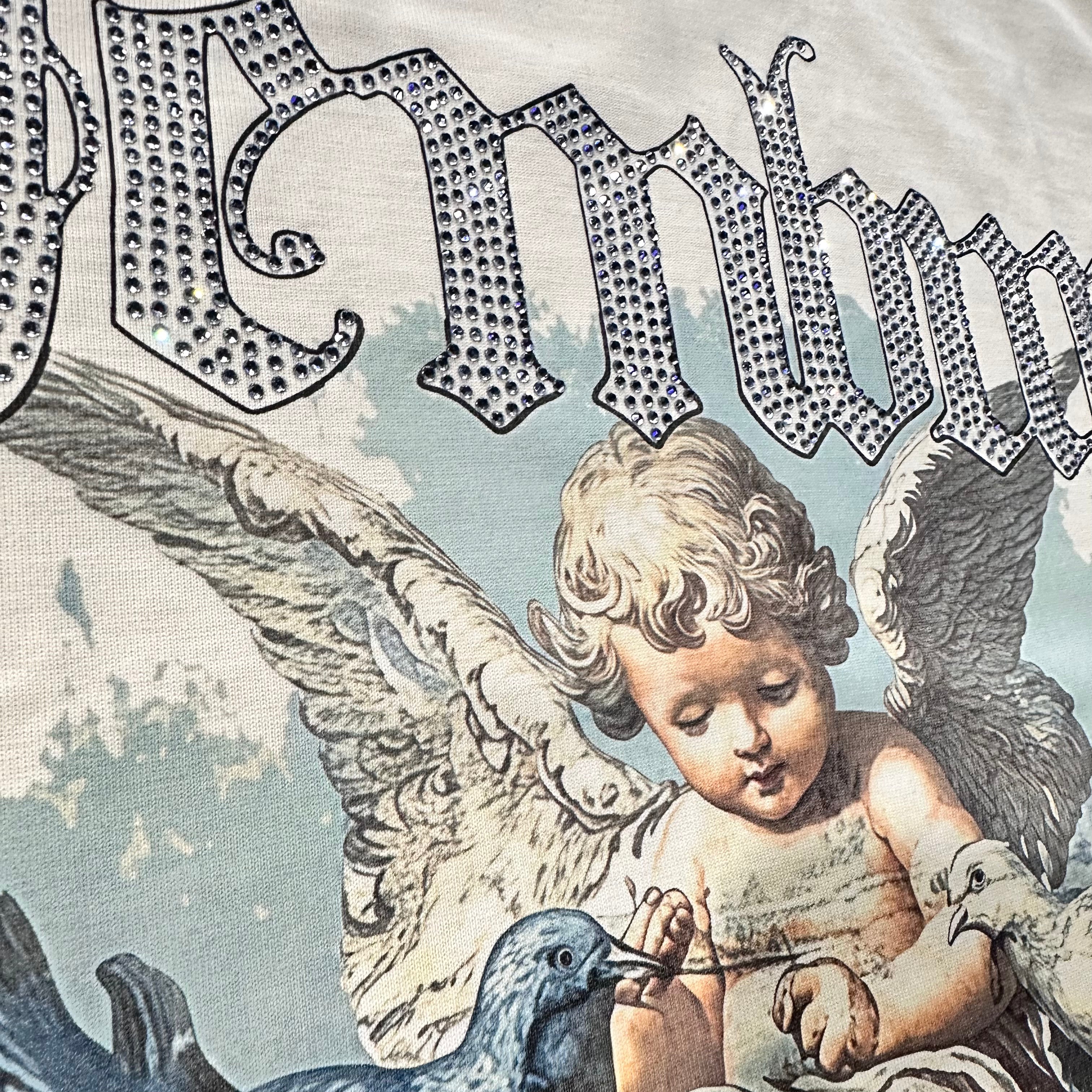 Bemburi Sitting Angel Short Sleeve Rhinestone Tee (Cream)