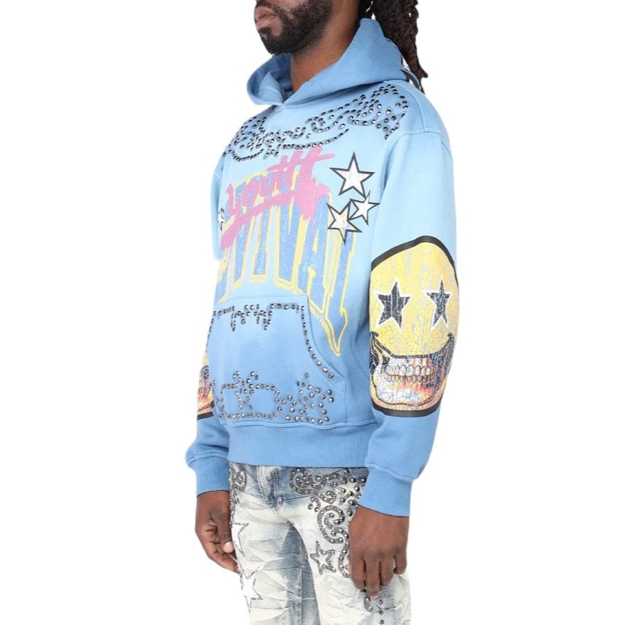 Smoke Rise Oversized Maximalist Fleece Hoodie (Dusk Blue) FO25158