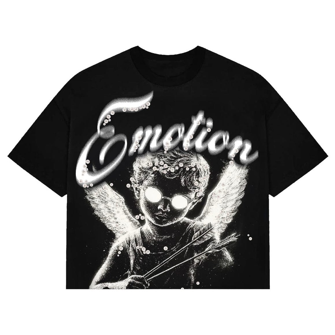 Mixed Emotion Pearl Cropped Tee (Black)