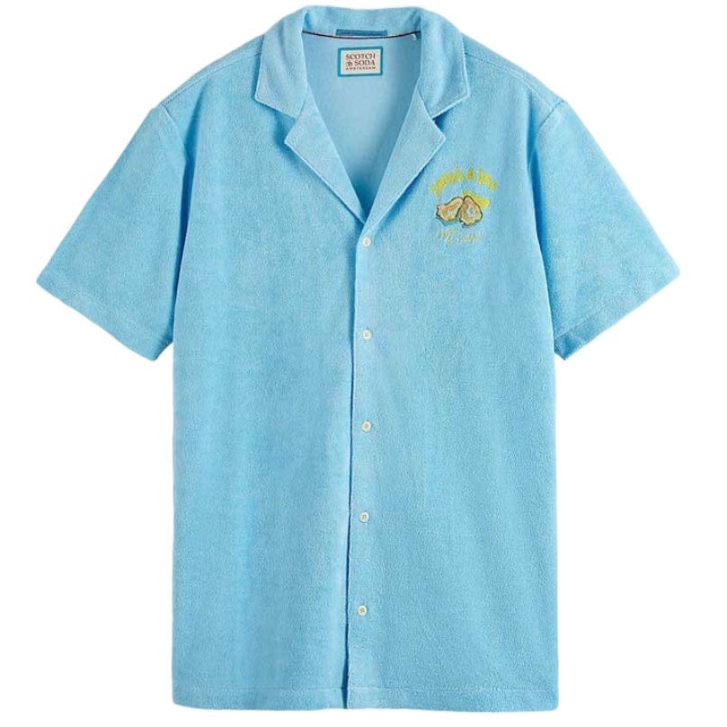 Scotch & Soda Solid Towelling Shirt (Washed Neon Blue) 177147