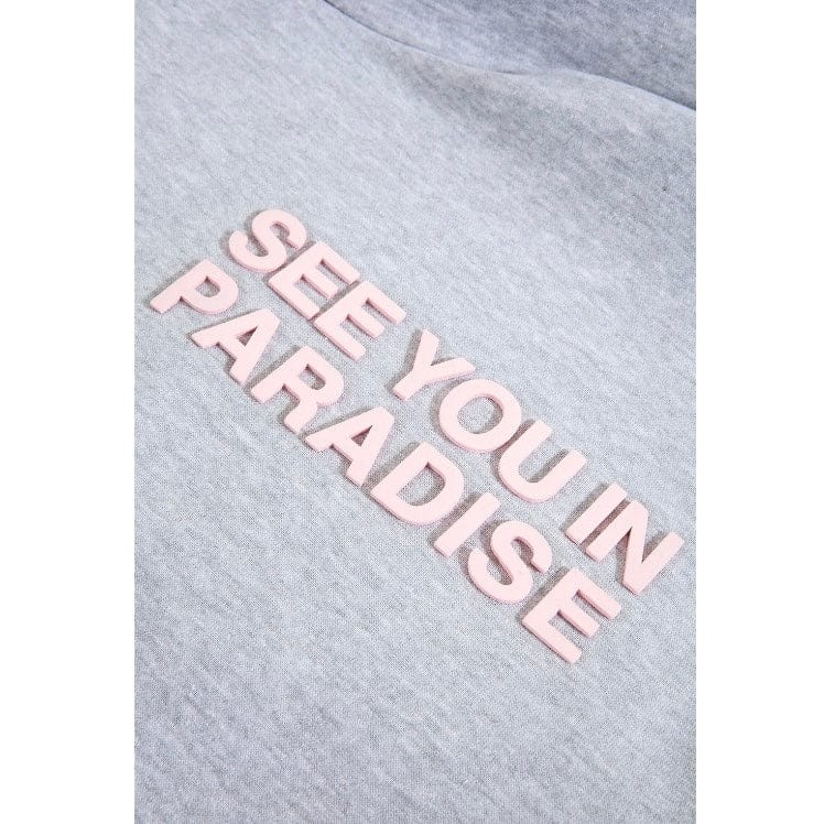 See You In Paradise Pullover Hoodie (Heather Grey/Pink)