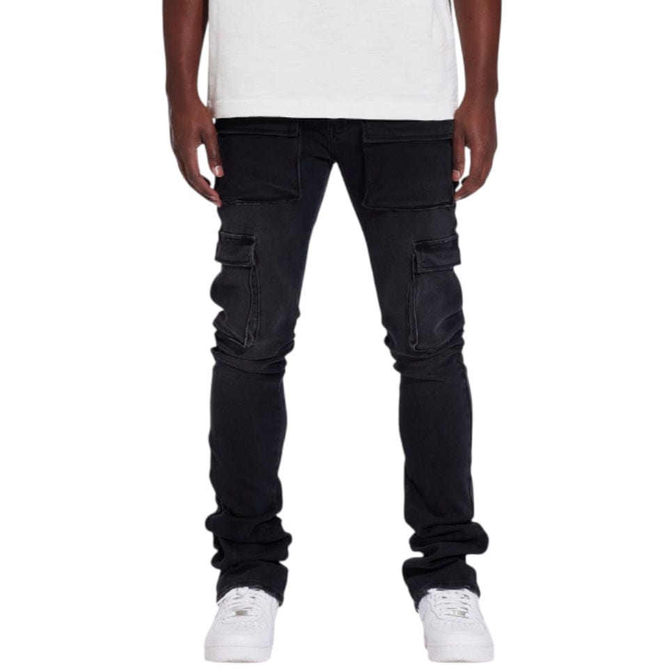 Crysp Jake Cargo Flare Denim Jean (Black) CRYSUM25-106