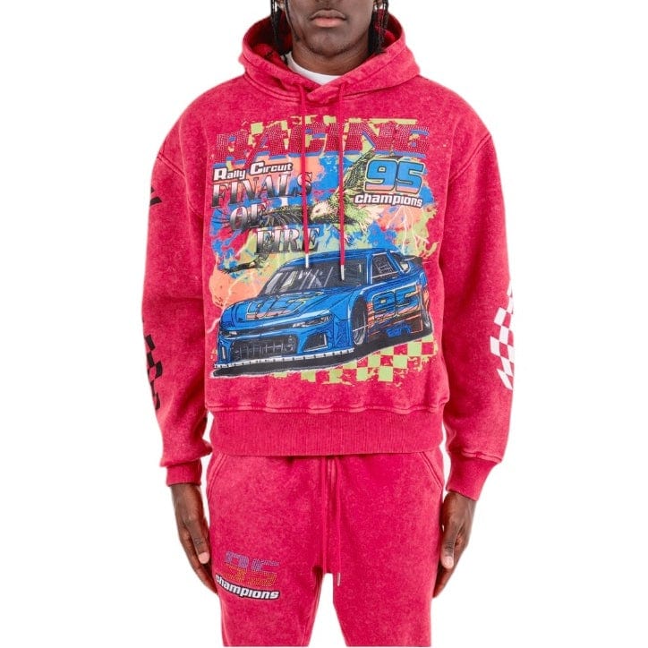 Copper Rivet Racing Cropped Hoodie (Red) 431083-RD