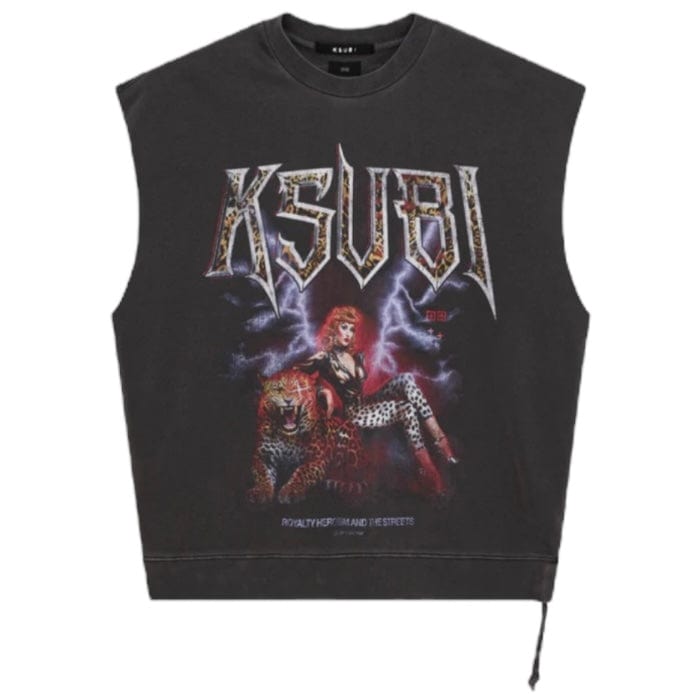 Ksubi Kingdom Slash Sleeveless Crew (Faded Black) MSP25FL008