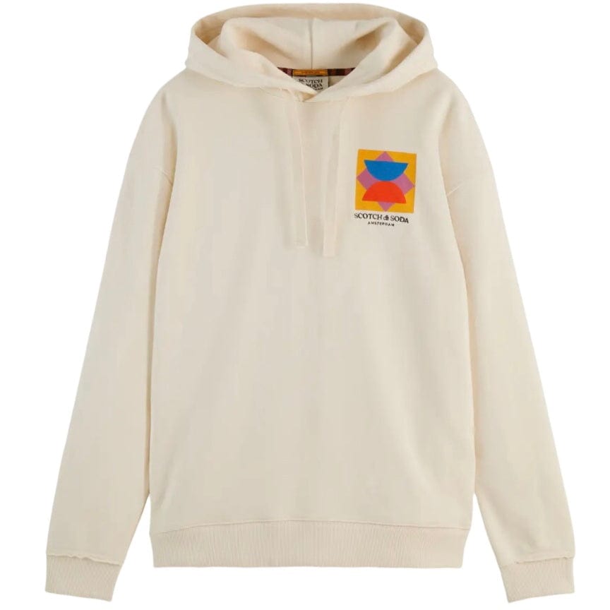 Scotch & Soda Patchwork Applique Artwork Relaxed Fit Hoodie (Swan) 178765