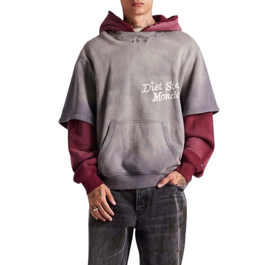 Diet Starts Monday Double Layer Hoodie (Washed Black/Maroon)