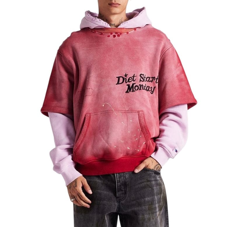 Diet Starts Monday Double Layer Hoodie (Washed Red/Pink)
