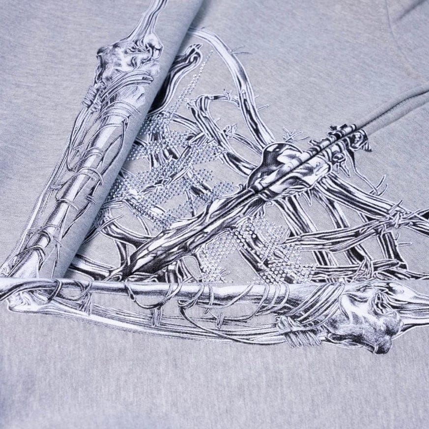 Hasta Muerte T2 Skull Zip Hoodie (Heather Grey)