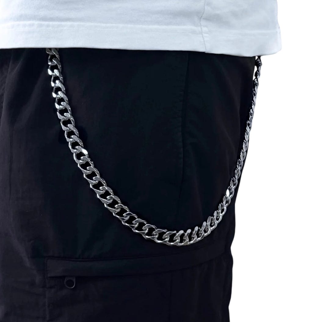 Jewelry Essentials Solid 14mm Cuban Link Pant Chain (Silver) BKC-209S