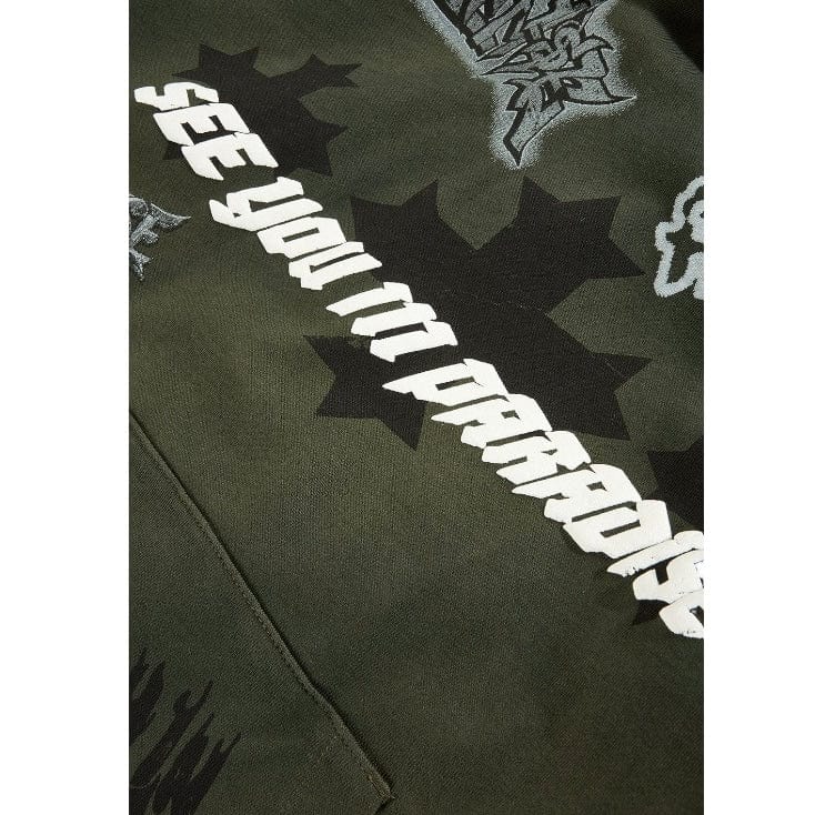 See You In Paradise The Reaper Pullover Hoodie (Olive) 8641H