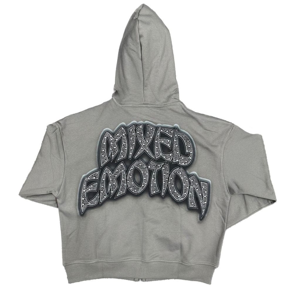 Mixed Emotion Last Ride Rhinestone Hoodie (Grey)