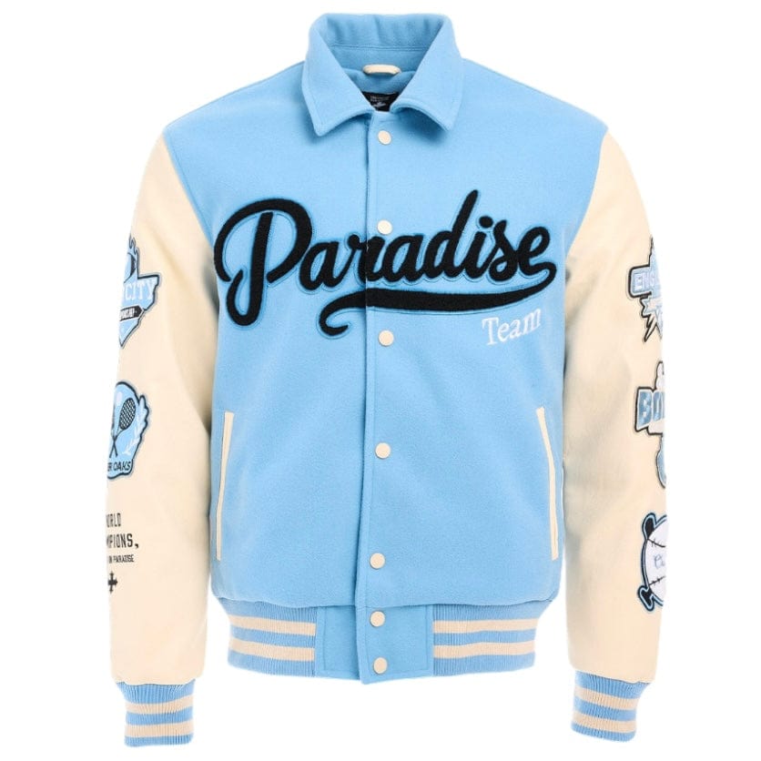 See You In Paradise Team Varsity Jacket (Sky Blue) 91700