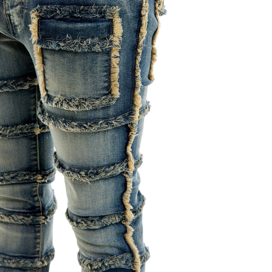 Kdnk Panelled Skinny Flare Jeans (Blue) KND4581