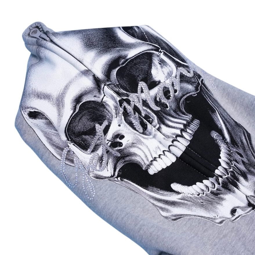 Hasta Muerte T2 Skull Zip Hoodie (Heather Grey)