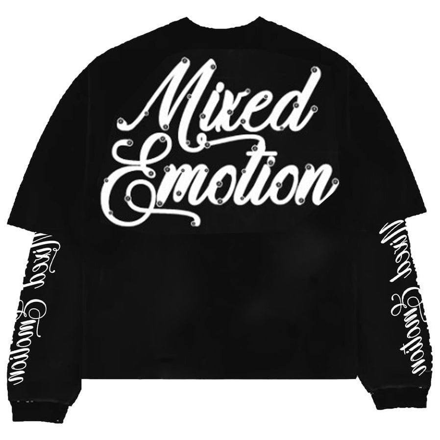 Mixed Emotion Black Blur Thermal Long Sleeve Tee (Black)