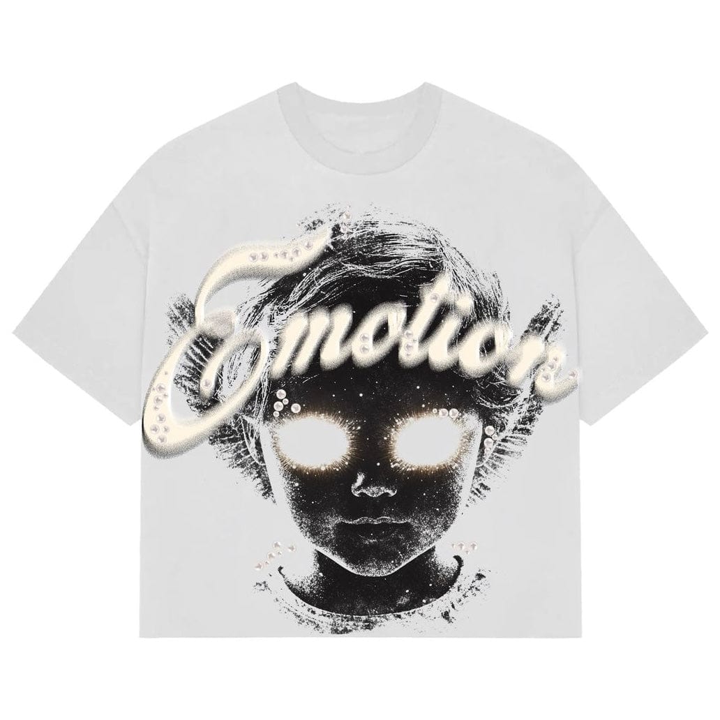 Mixed Emotion Pearl Cropped Tee (White)