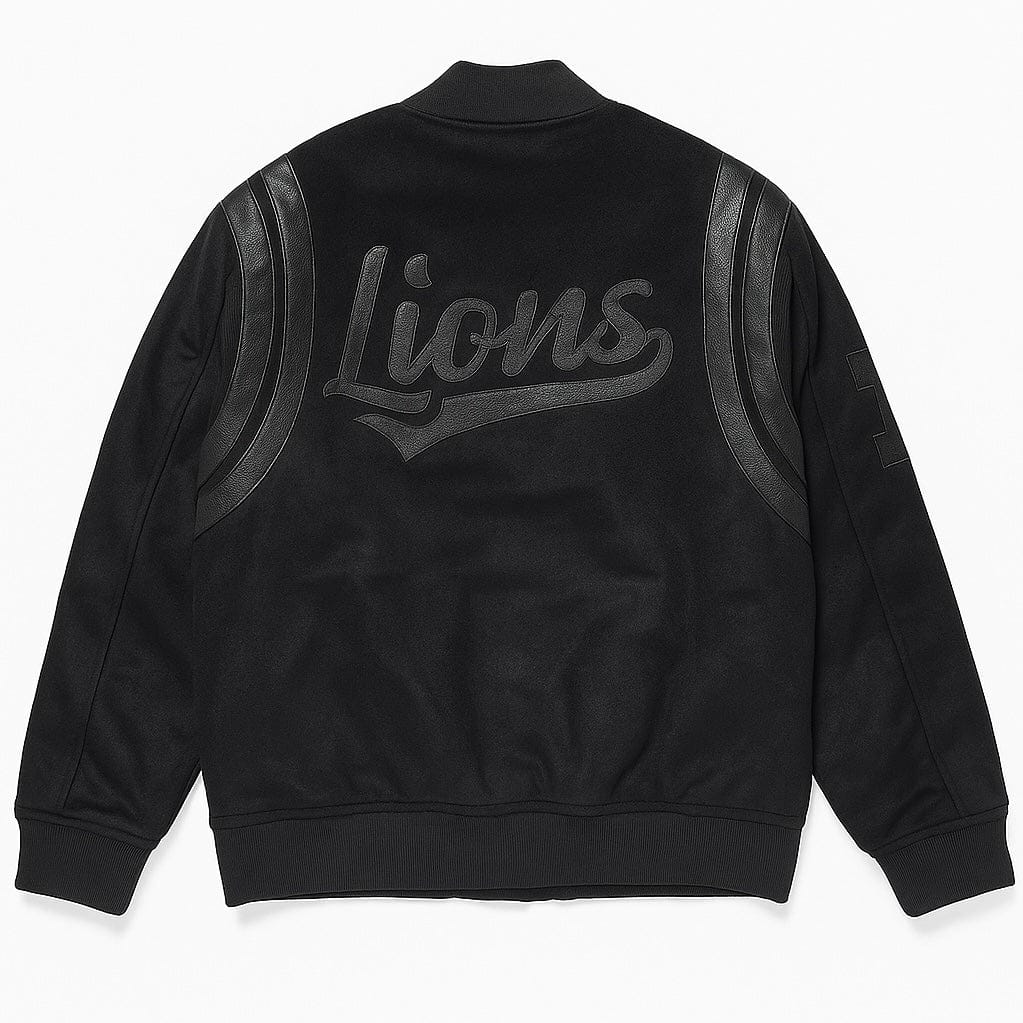 Mitchell & Ness Detroit Lions Walk The Tunnel Vintage Varsity Jacket (Black)