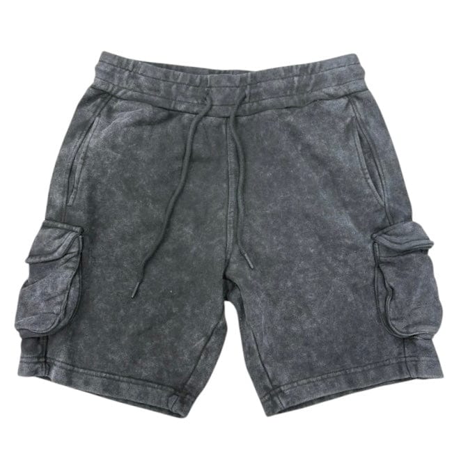 G West French Terry Cargo Shorts (Black Acid Wash) GWAPSH2040