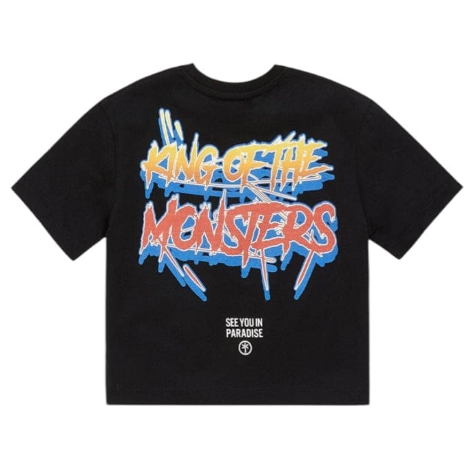 Boys Jordan Craig Sea Monster Cropped Boxy T Shirt (Black) 9201AB