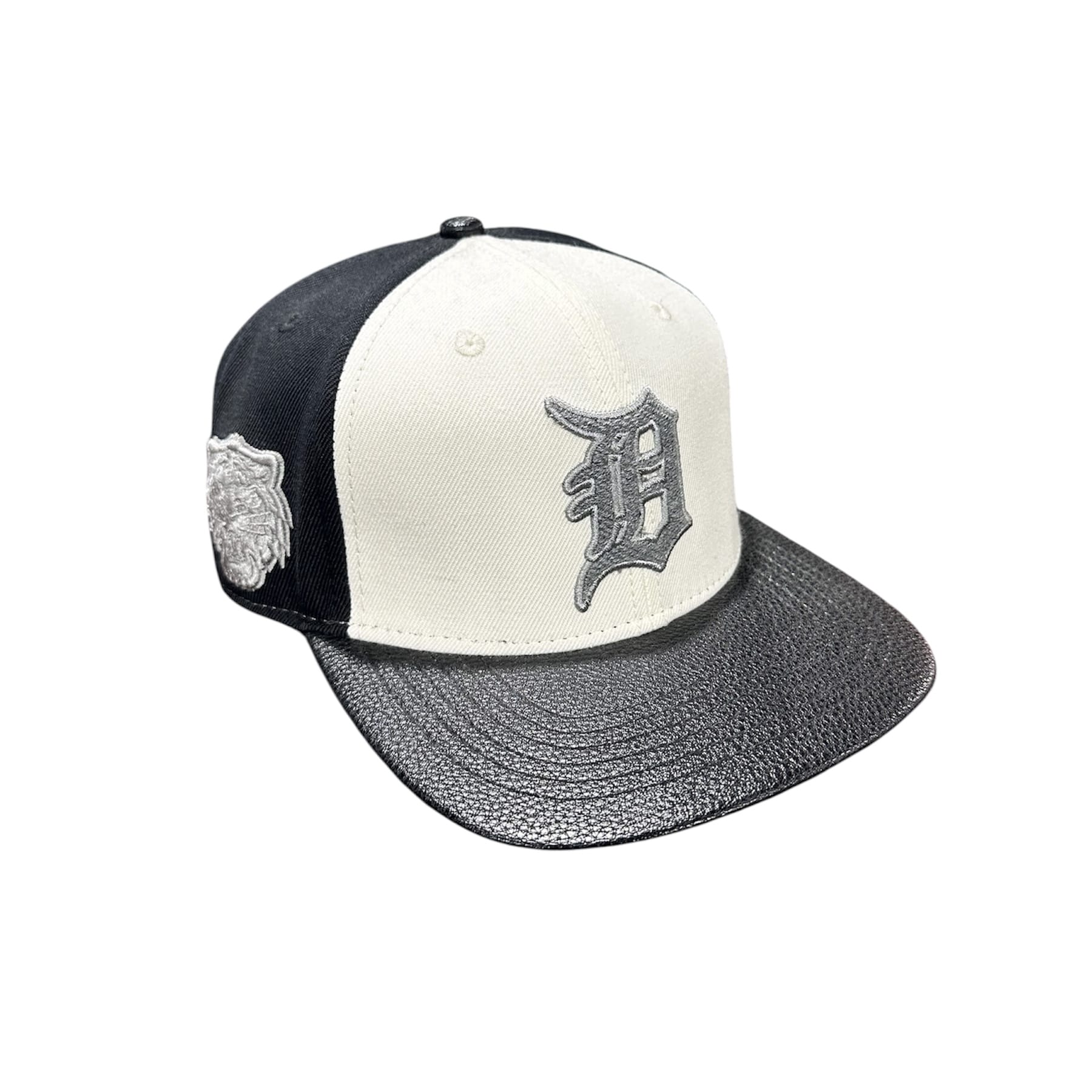 Pro Standard Detroit Tiger Leather Strap Hat (Eggshell/Black)