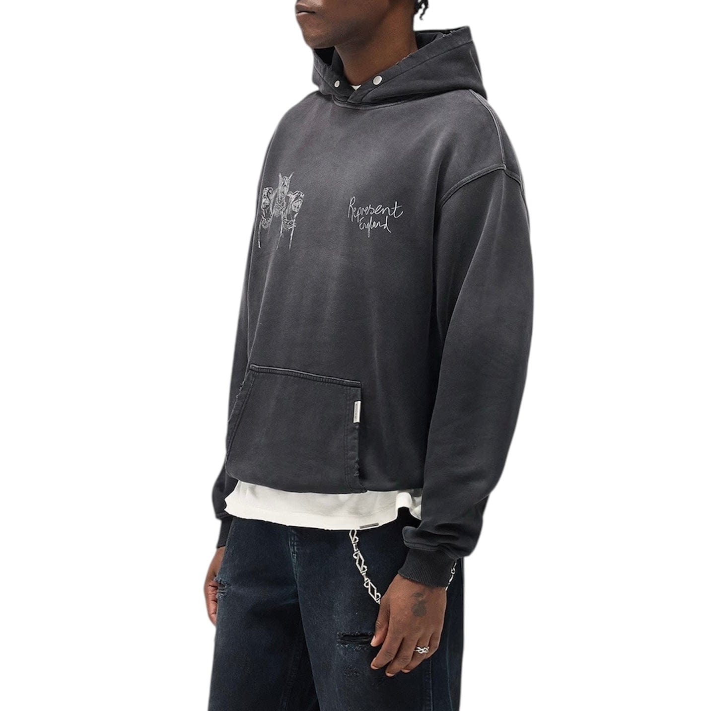 Represent Hand Drawn Thoroughbred Dogs Hoodie (Aged Black)