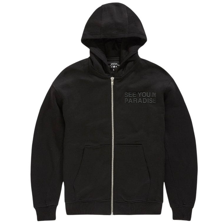 See You In Paradise Tonal Zip Up Hoodie (Black) 8863H