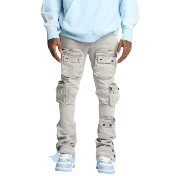 Pheelings "Journey To Greatness" Cargo Flare Stacked Denim (Cold Grey)