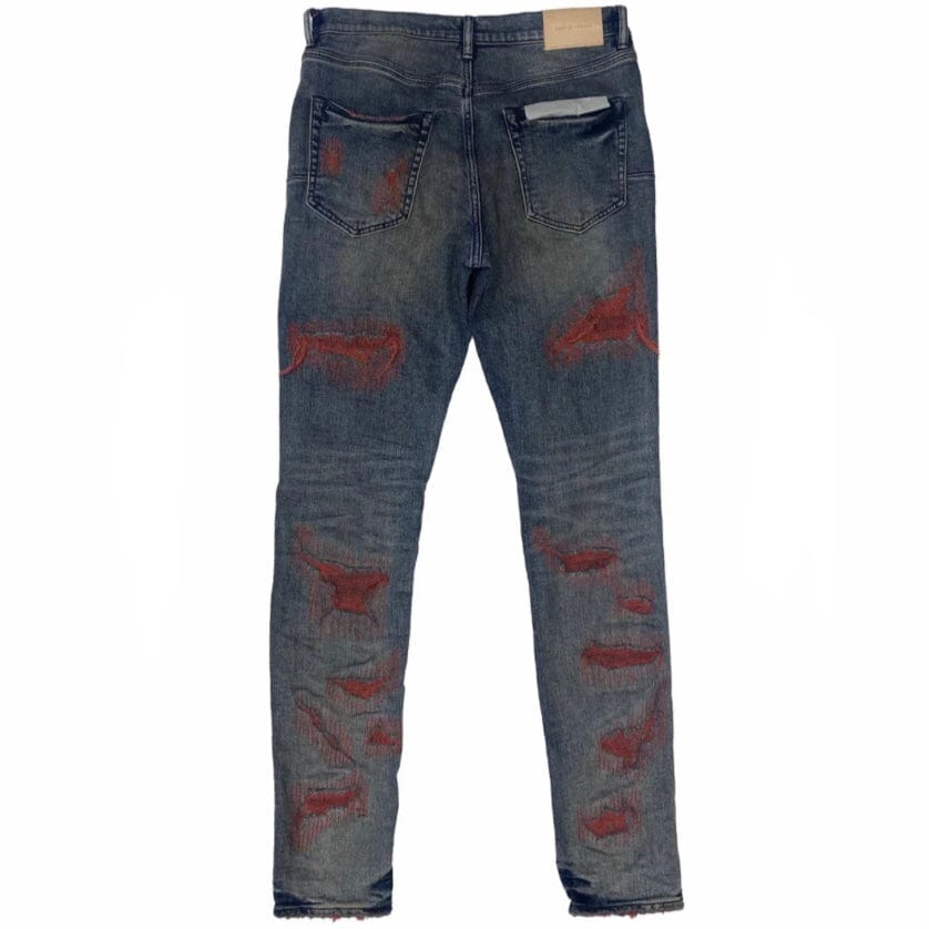 Purple Brand Red Weft Blowout Denim (Mid Indigo) P001-MRWB423