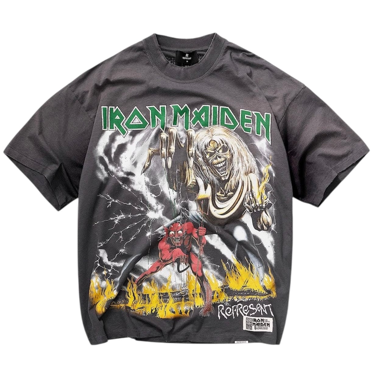 Represent X Iron Maiden Number Of Beast T Shirt (Sunfade Grey)