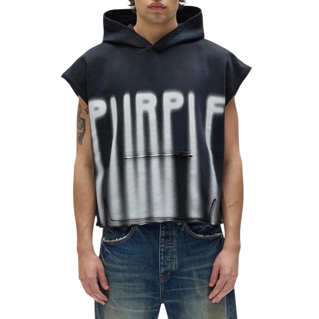 Purple Brand Sleeveless Hoodie (Black) M4153-MFBB325