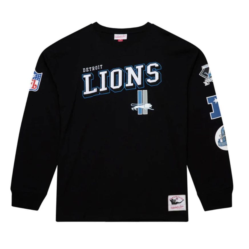 Mitchell & Ness Detroit Lions Black Training Camp Vintage Logos LS Tee (Black)