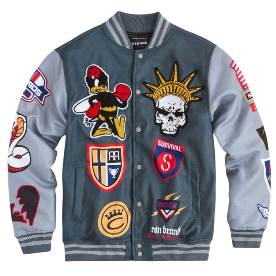 Reason Brand Fearless Varsity Jacket (Dark Grey) RER5-005