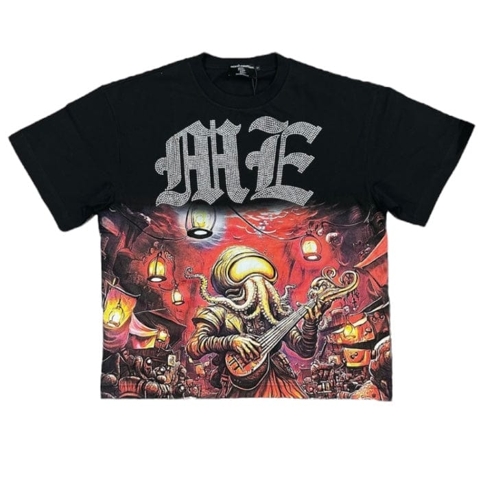 Mixed Emotion Octopus Rhinestone Tee (Black)