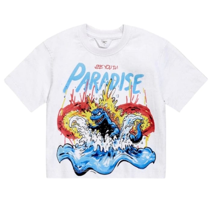 Kids Jordan Craig Sea Monster Cropped Boxy T Shirt (White) 9201AK