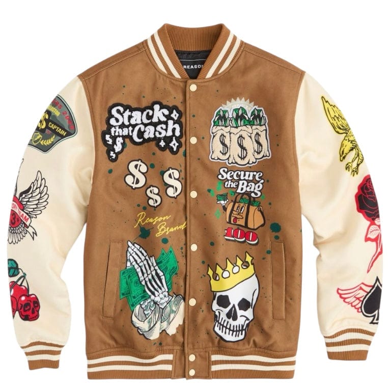 Reason Brand Cash Varsity Jacket (Brown) RER5-002
