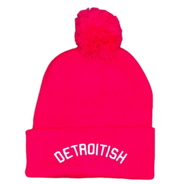 Ink Detroit Detroitish Pom Pom Beanie (Pink)