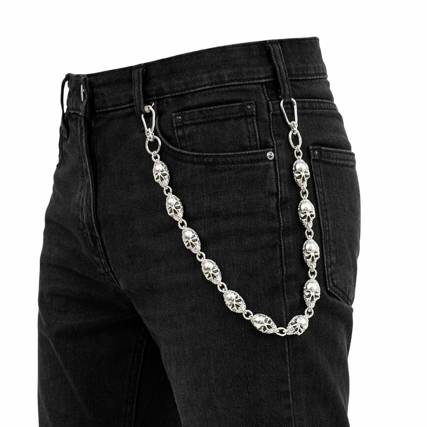 Jewelry Essentials 12mm Skull Pant Chain 22" (Silver) BKC-130S